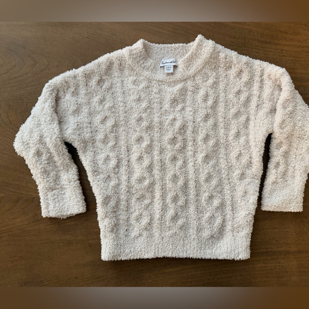 Splendid Cream Cable-Knit Plush Kids Sweater